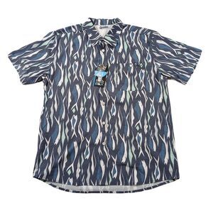 Salt Life SLX Performance Fishing Shirt Mens Medium Blue UPF‎ Call for Kelp NEW